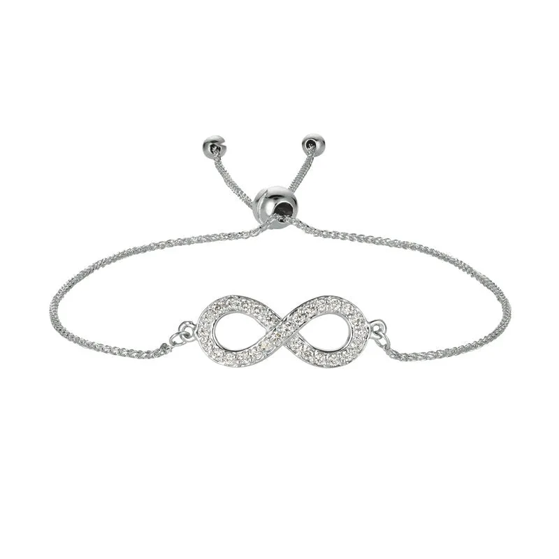 0.25 Carat Diamond Bolo Infinity Bracelet G SI 14K White Gold 7'' adjustable
