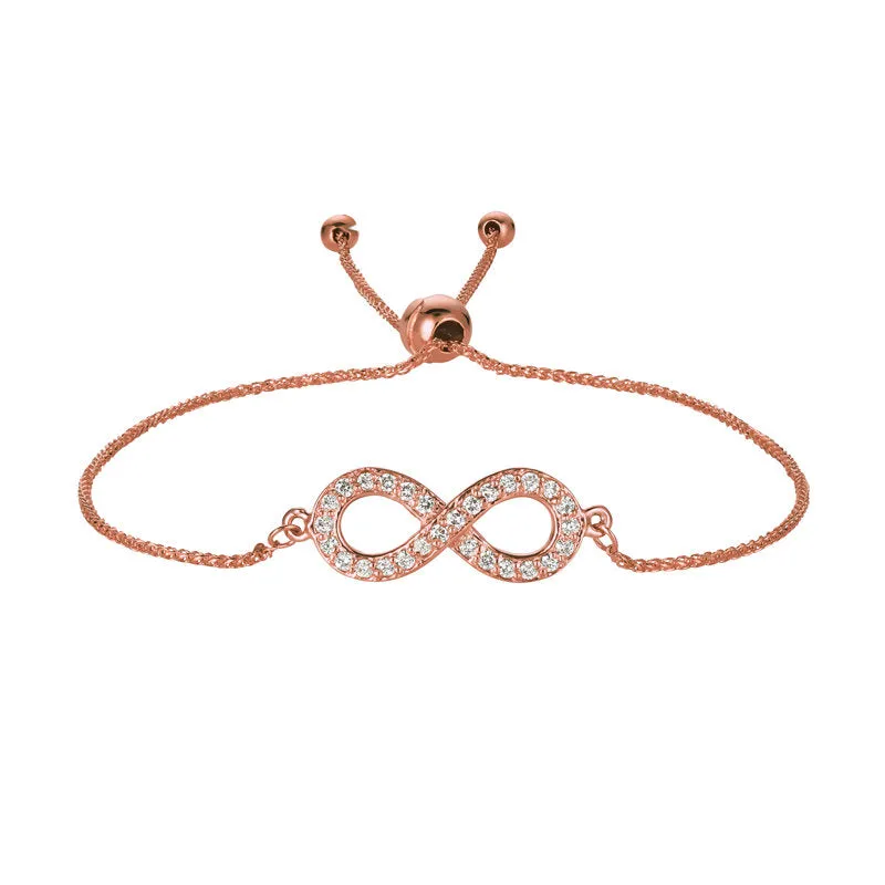 0.25 Carat Diamond Bolo Infinity Bracelet G SI 14K White Gold 7'' adjustable