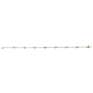 0.25 Carat Natural Diamond Bezel Bracelet G SI 14K Yellow Gold 7'' 7 stones