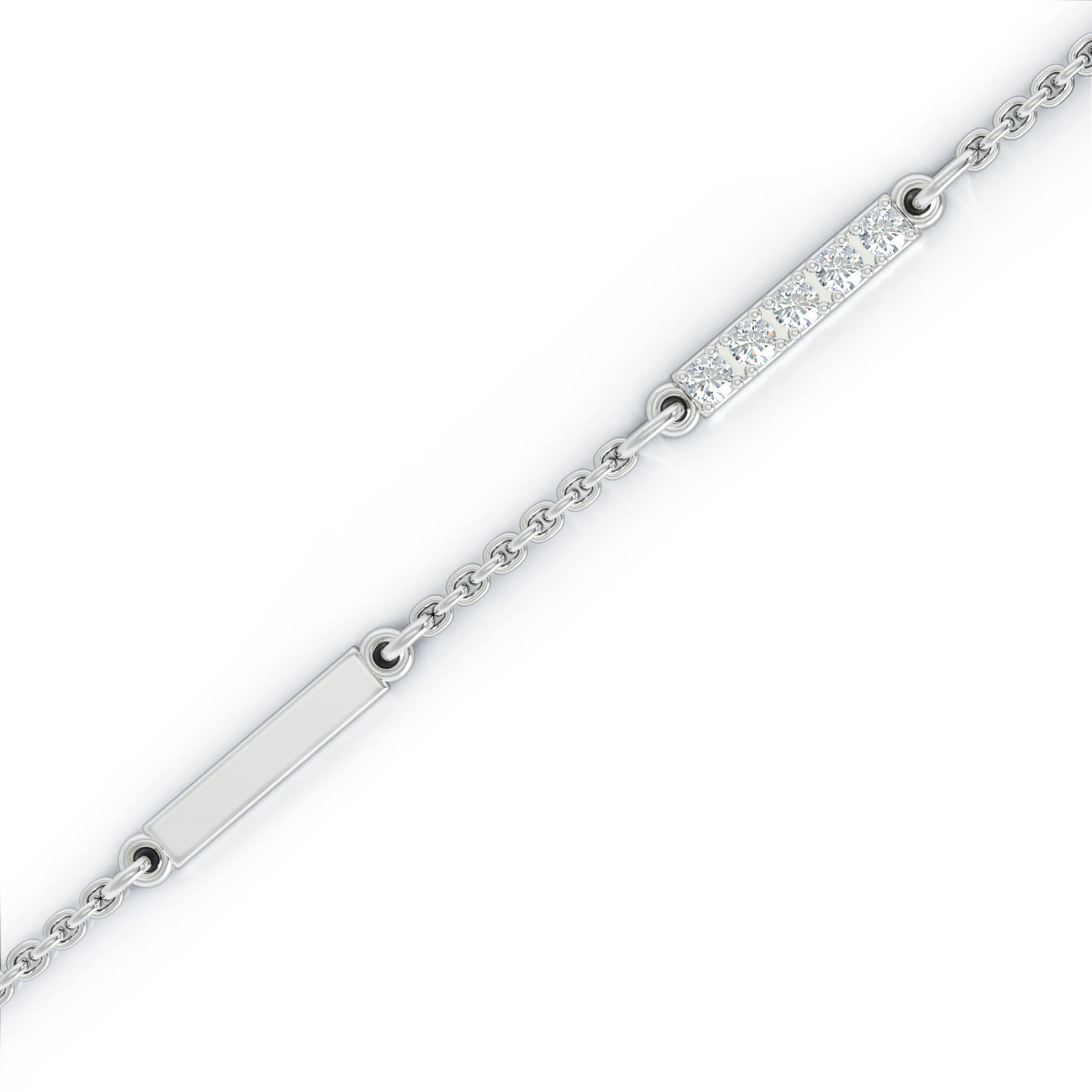 0.30Ct Diamond & Gold Bar Chain Station Bracelet, 7" in 14K Gold
