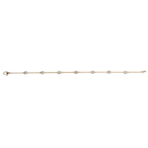0.50 Carat Natural Diamond Bezel Bracelet G SI 14K Yellow Gold 7'' 7 stones