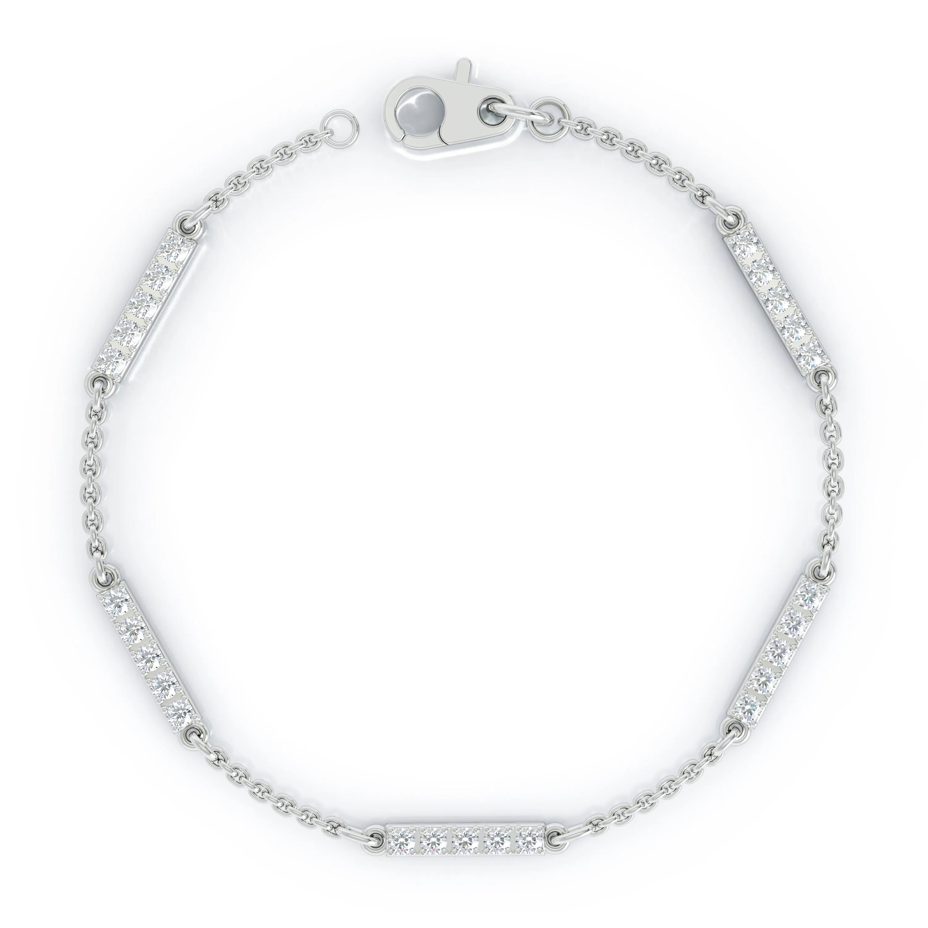 0.50Ct Diamond Bar Chain Station Bracelet, 7" in 14K Gold