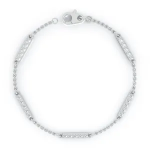 0.50Ct Diamond Bar Chain Station Bracelet, 7" in 14K Gold