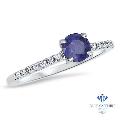 0.54ct Round Purple Sapphire Ring with Diamonds in 18K White Gold