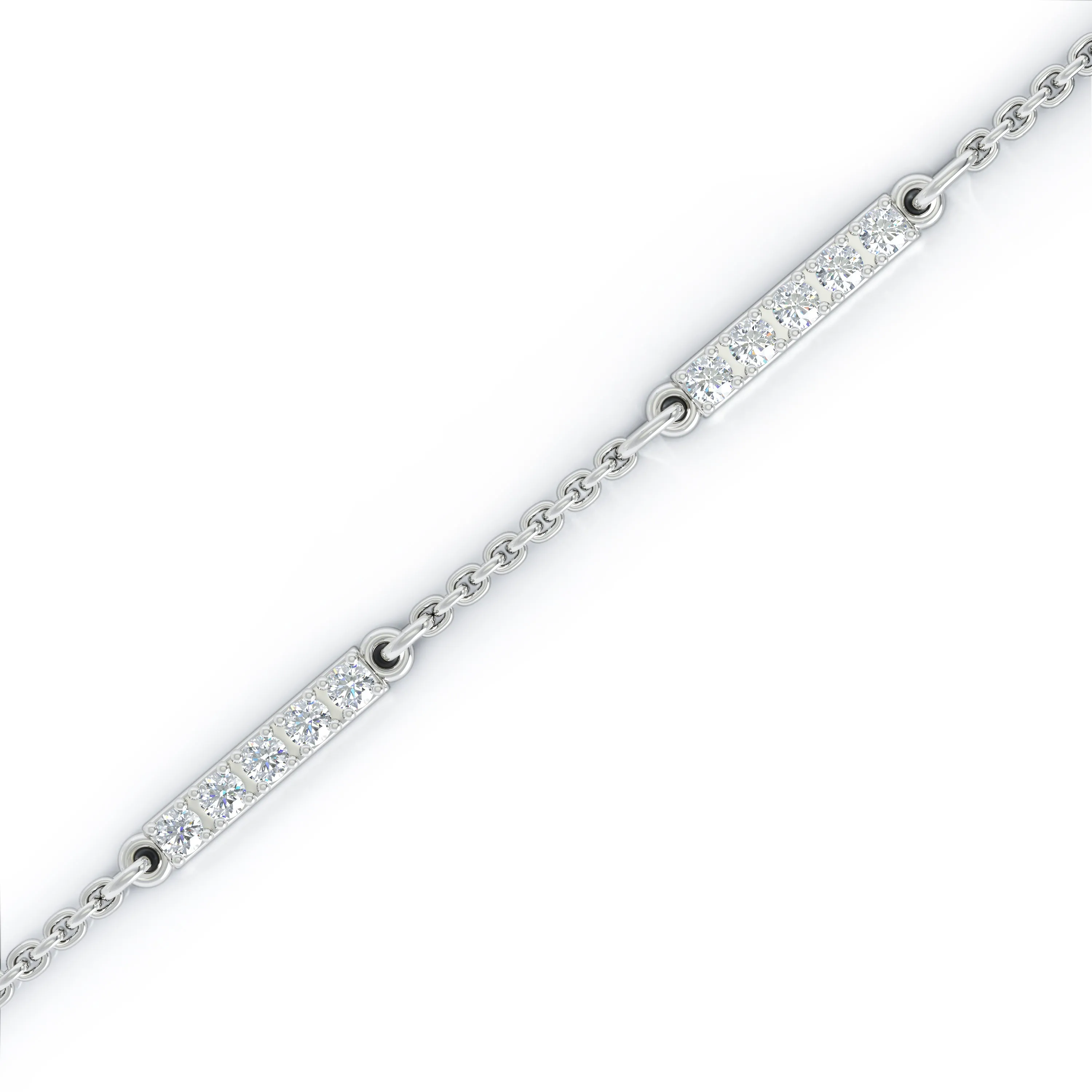 0.65Ct Diamond Bar Chain Station Necklace, 20" in 14K Gold