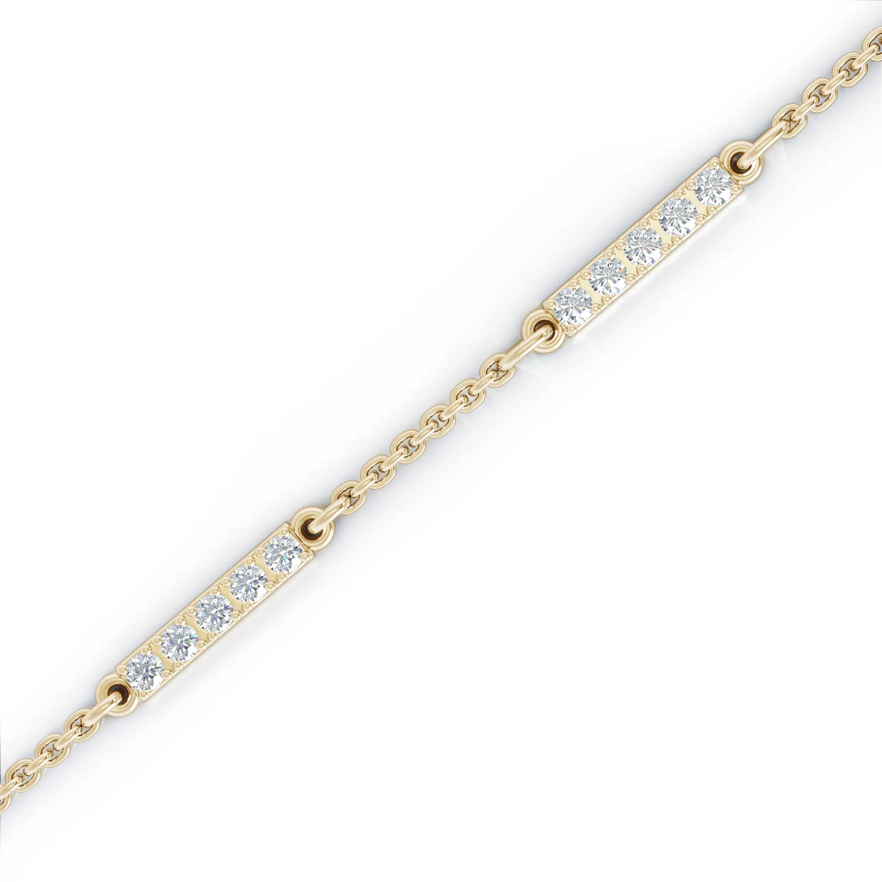 0.65Ct Diamond Bar Chain Station Necklace, 20" in 14K Gold