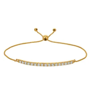 0.75 Carat Natural Diamond Bolo Bar Bracelet G SI 14K Yellow Gold 7'' adjustable