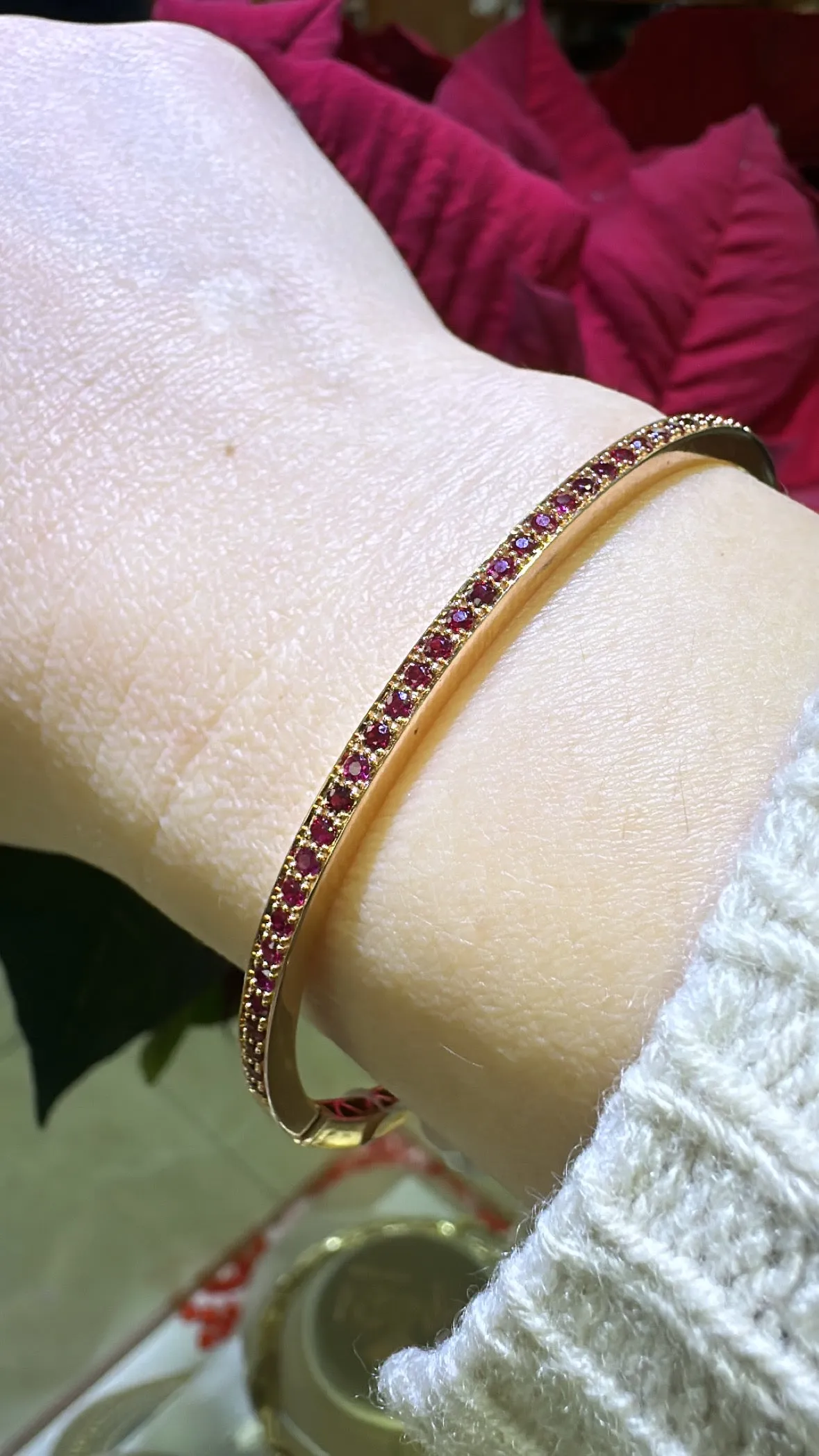 0.89ct t.w. Ruby Gold Bangle Bracelet