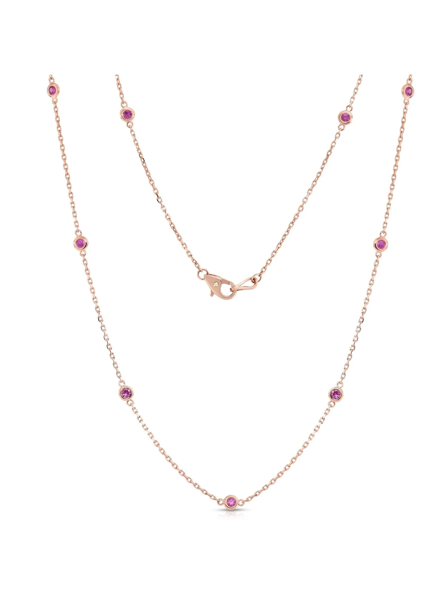 10 station 1.00Ct Gemstone Necklace, 18" in 14K White Gold