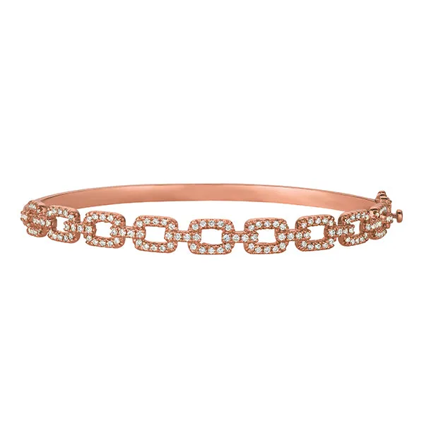1.00 Carat Natural Diamond Bangle Chain Style Bracelet 14K White Gold