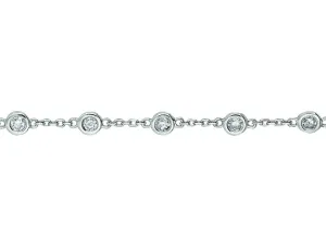 1.00 Carat Natural Diamond Bezel Bracelet G SI 14K White Gold 14 stones 7 ''
