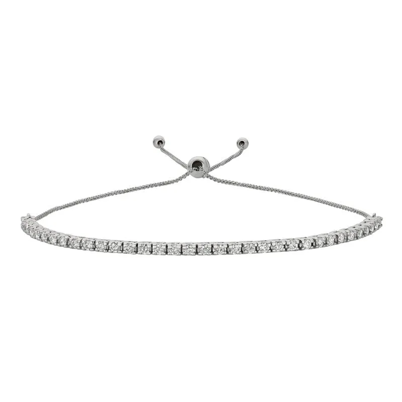 1.00 Carat Natural Diamond Bolo Bracelet G SI 14K Rose Gold 7'' adjustable