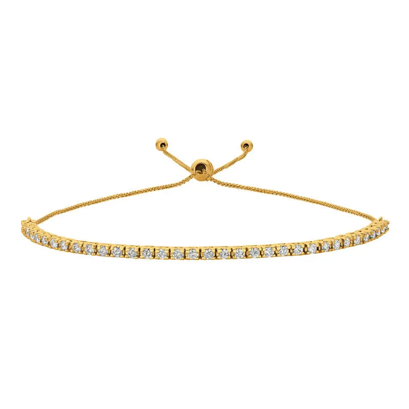 1.00 Carat Natural Diamond Bolo Bracelet G SI 14K Rose Gold 7'' adjustable