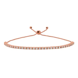 1.00 Carat Natural Diamond Bolo Bracelet G SI 14K Rose Gold 7'' adjustable