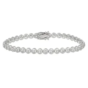 1.00 Carat Natural Diamond Bracelet G SI 14K White Gold 7''