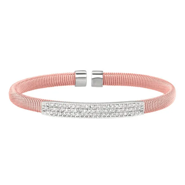 1.00 Carat Natural Diamond Fancy Bangle Bracelet G-H SI 14K Rose Gold 7''