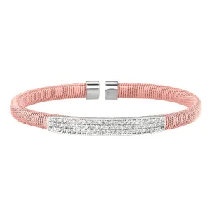 1.00 Carat Natural Diamond Fancy Bangle Bracelet G-H SI 14K Rose Gold 7''