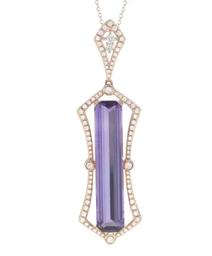 10.20 ct Amethyst and .76cttw Diamond Necklace in 14k Rose