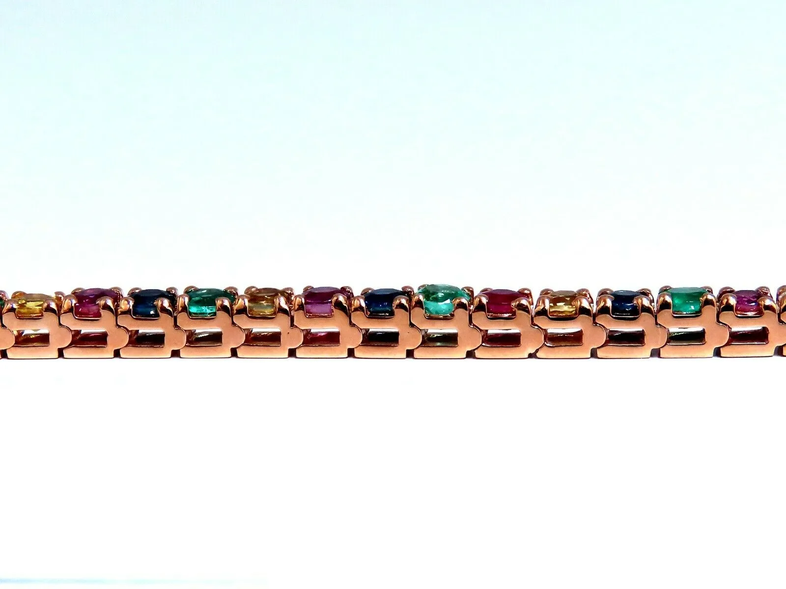 10.30Ct Natural Gem-Line Spinel Emerald Sapphire Ruby Diamond Bracelet 14Kt