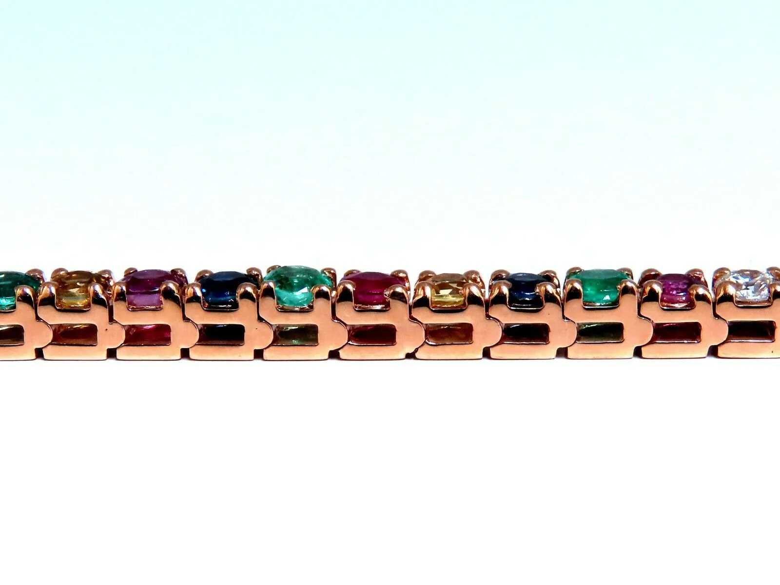 10.30Ct Natural Gem-Line Spinel Emerald Sapphire Ruby Diamond Bracelet 14Kt