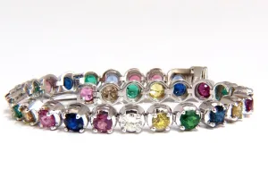 10.30ct natural ruby emerald sapphires diamond tennis bracelet 14kt gem line