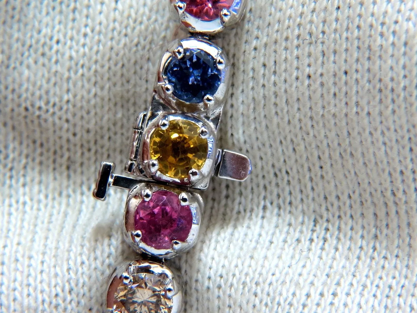 10.30ct natural ruby emerald sapphires diamond tennis bracelet 14kt gem line