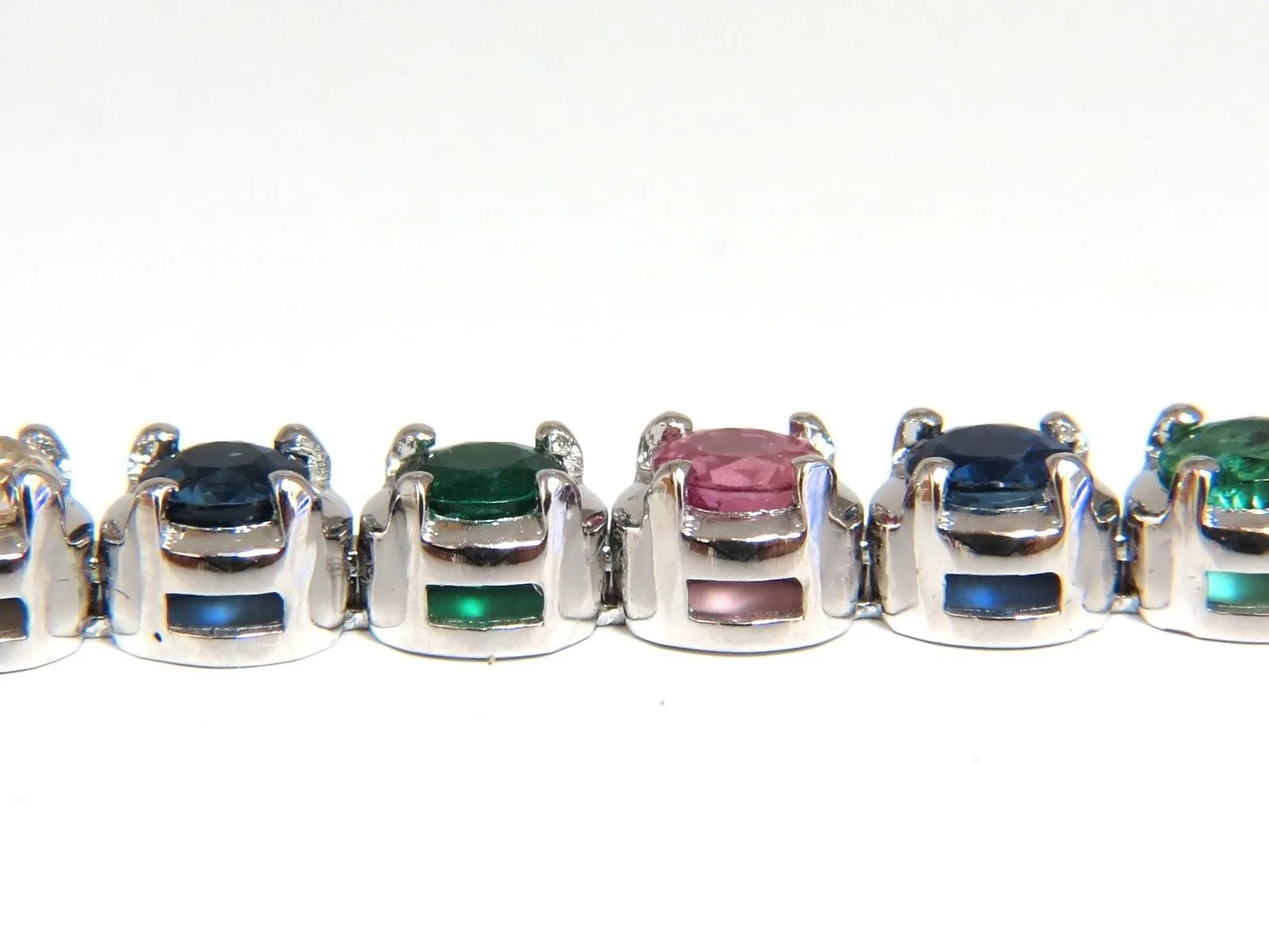 10.30ct natural ruby emerald sapphires diamond tennis bracelet 14kt gem line