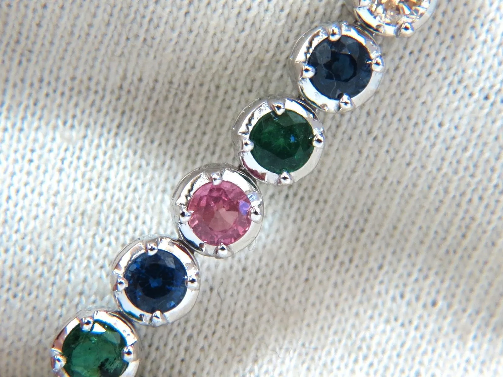 10.30ct natural ruby emerald sapphires diamond tennis bracelet 14kt gem line