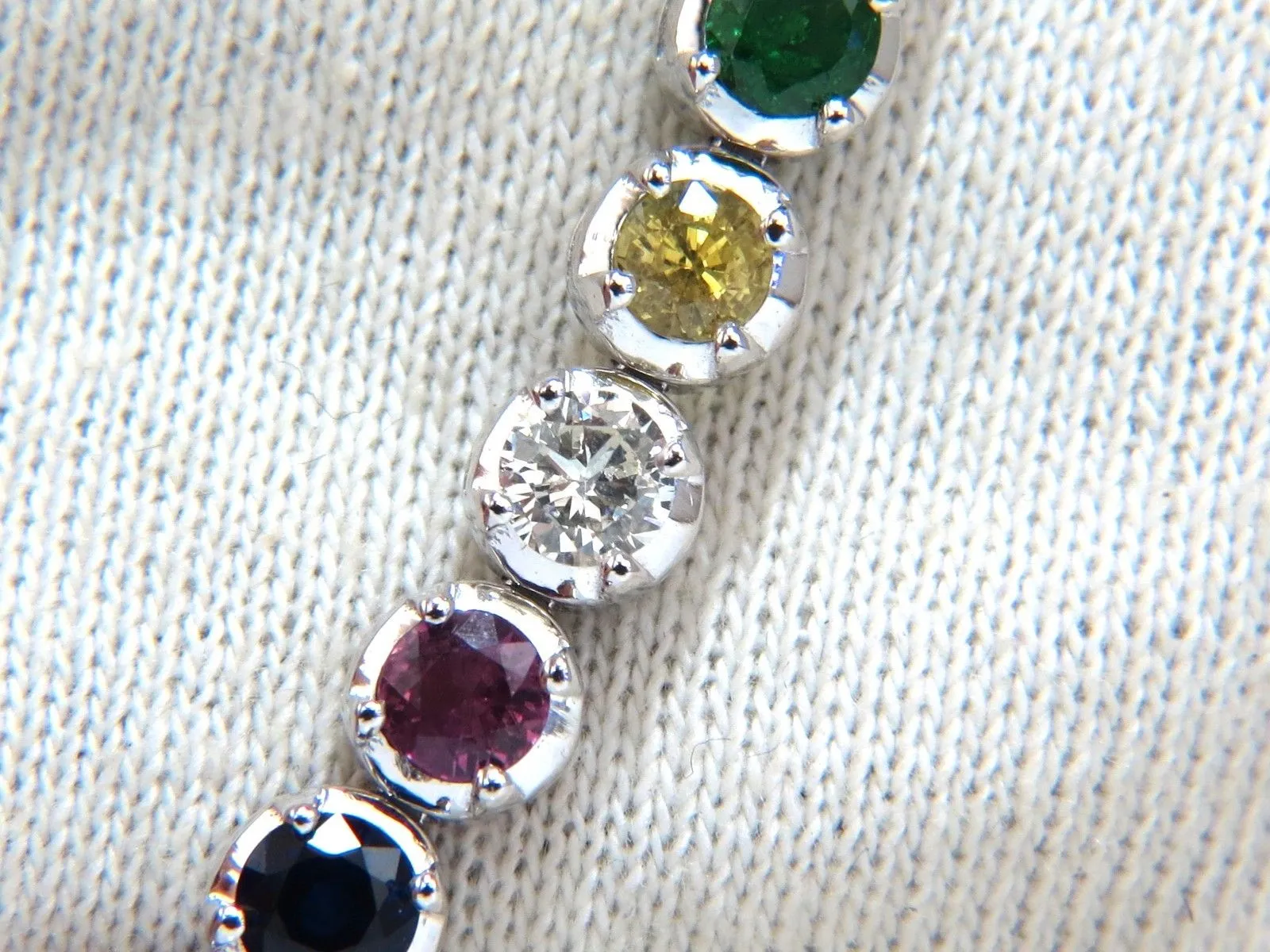 10.30ct natural ruby emerald sapphires diamond tennis bracelet 14kt gem line