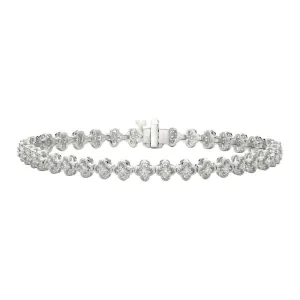 1.05 Carat Natural Diamond Clover Leaf Bracelet G SI 14K White Gold 7 inches
