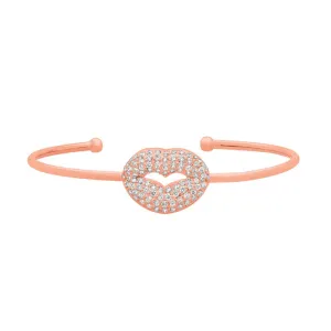 1.05 Carat Natural Diamond Lip Bangle Bracelet G-H SI 14K Rose Gold