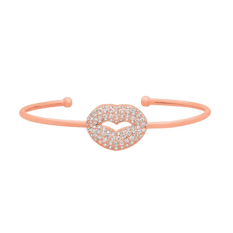 1.05 Carat Natural Diamond Lip Bangle Bracelet G-H SI 14K Rose Gold
