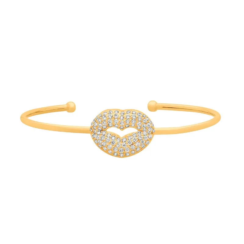 1.05 Carat Natural Diamond Lip Bangle Bracelet G-H SI 14K Rose Gold