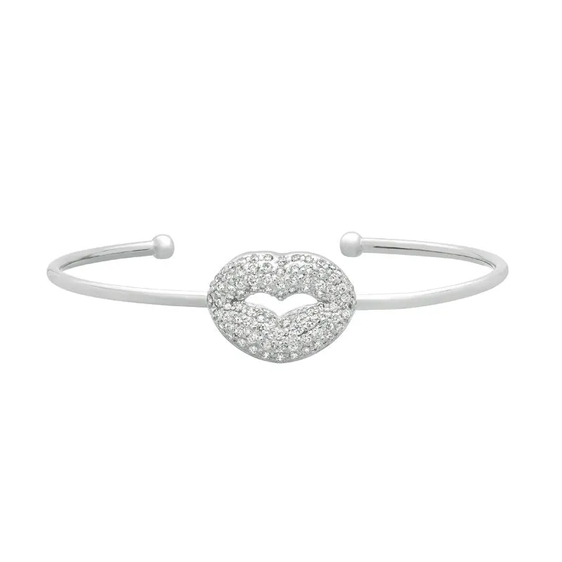 1.05 Carat Natural Diamond Lip Bangle Bracelet G-H SI 14K Rose Gold