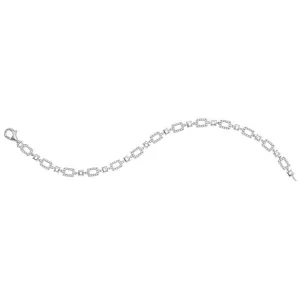10K White Gold Diamond Rectangle Link Fashion Bracelet 3/4 CTTW
