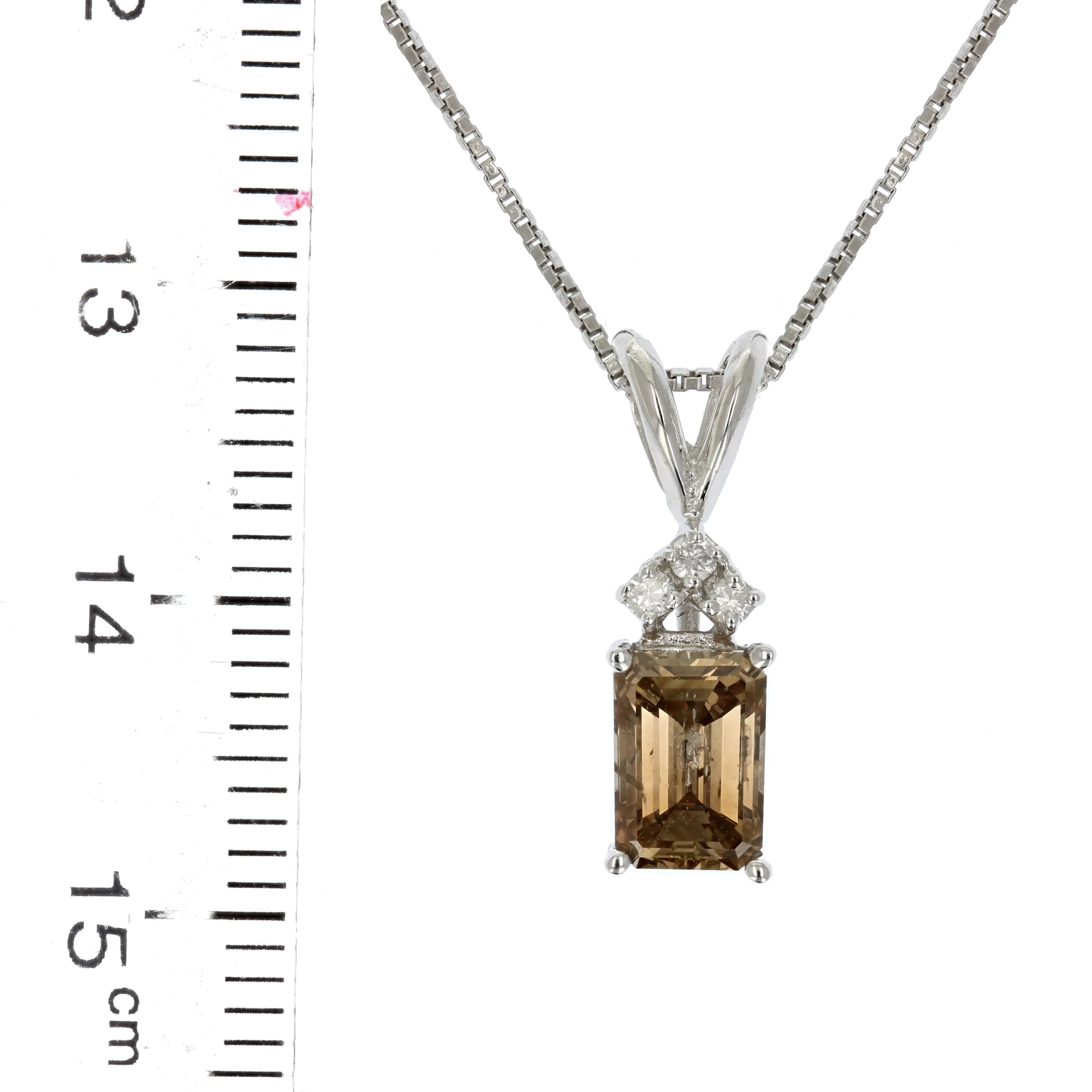 1.25 cttw Champagne Emerald Diamond Pendant in 14K White Gold