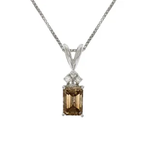 1.25 cttw Champagne Emerald Diamond Pendant in 14K White Gold