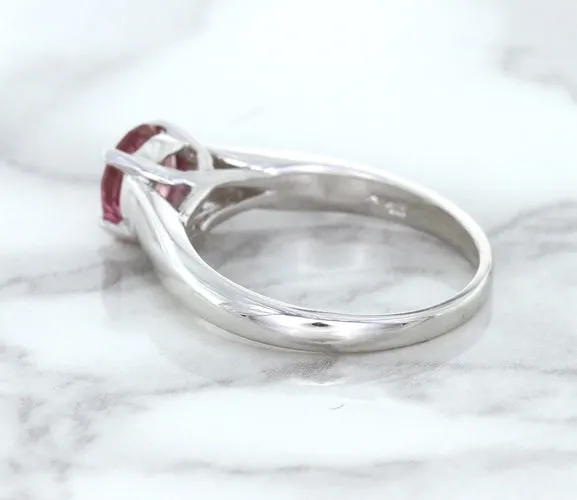 1.27ct Round Pink Sapphire Ring in 14K White Gold