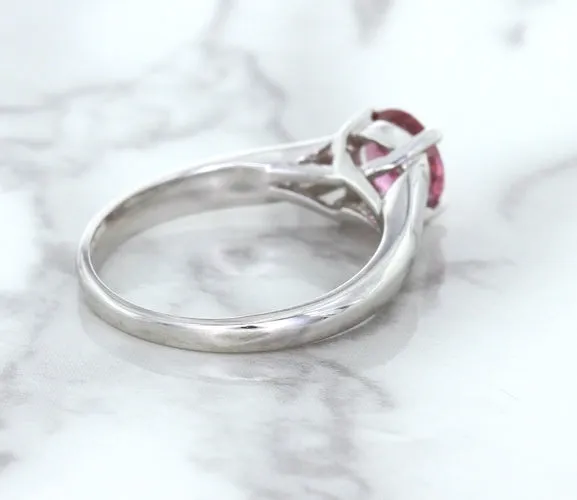 1.27ct Round Pink Sapphire Ring in 14K White Gold