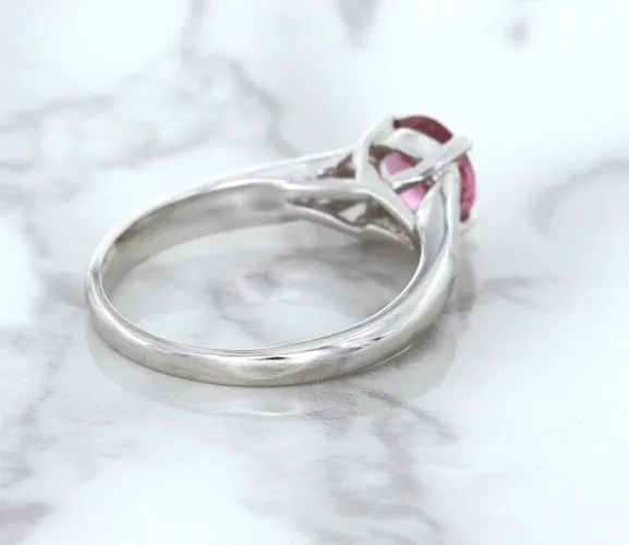 1.27ct Round Pink Sapphire Ring in 14K White Gold