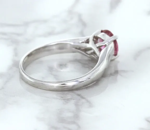 1.27ct Round Pink Sapphire Ring in 14K White Gold