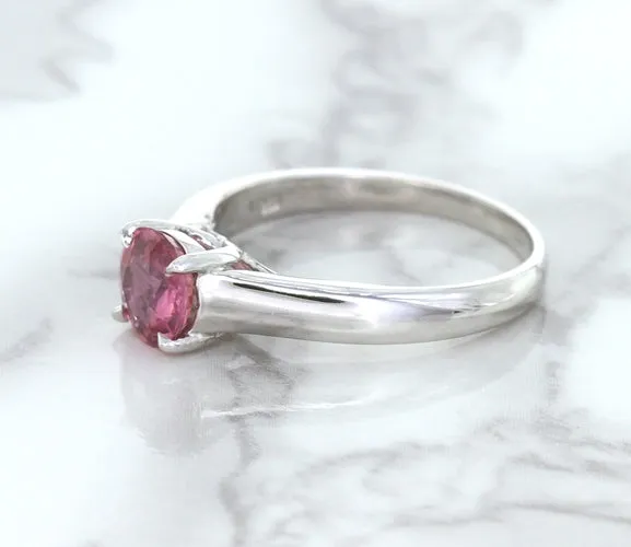 1.27ct Round Pink Sapphire Ring in 14K White Gold