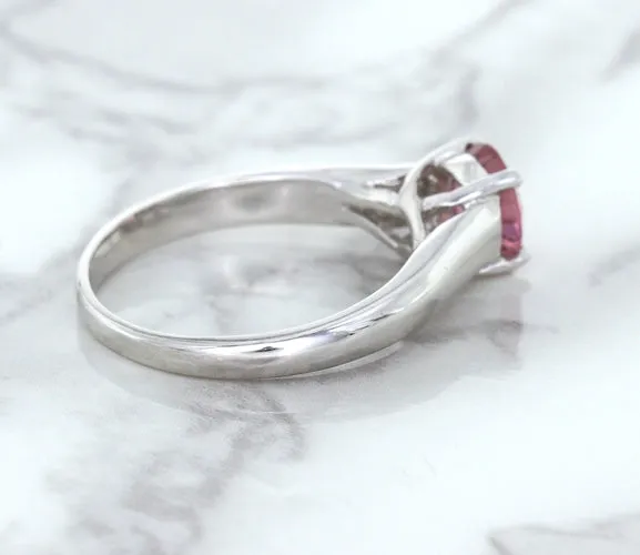 1.27ct Round Pink Sapphire Ring in 14K White Gold