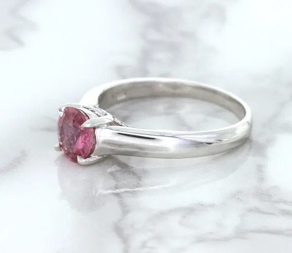 1.27ct Round Pink Sapphire Ring in 14K White Gold