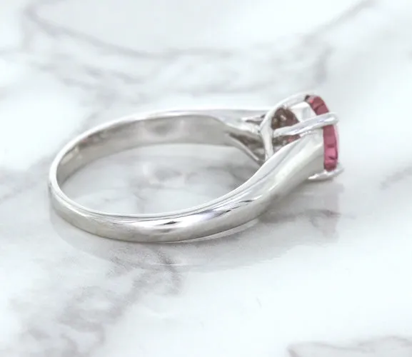 1.27ct Round Pink Sapphire Ring in 14K White Gold