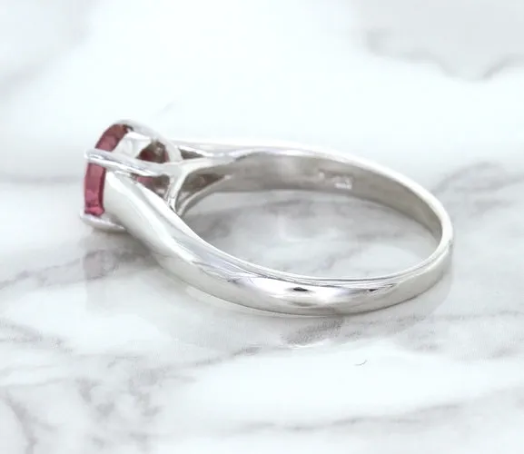 1.27ct Round Pink Sapphire Ring in 14K White Gold