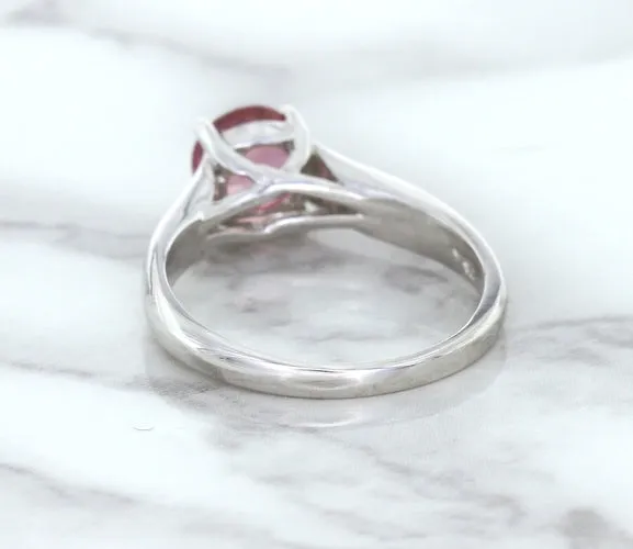 1.27ct Round Pink Sapphire Ring in 14K White Gold