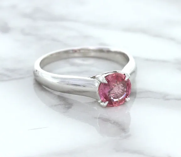 1.27ct Round Pink Sapphire Ring in 14K White Gold