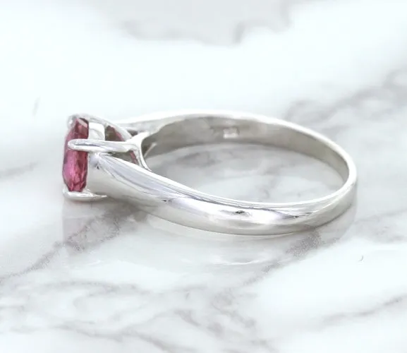 1.27ct Round Pink Sapphire Ring in 14K White Gold