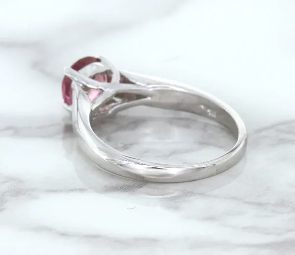 1.27ct Round Pink Sapphire Ring in 14K White Gold